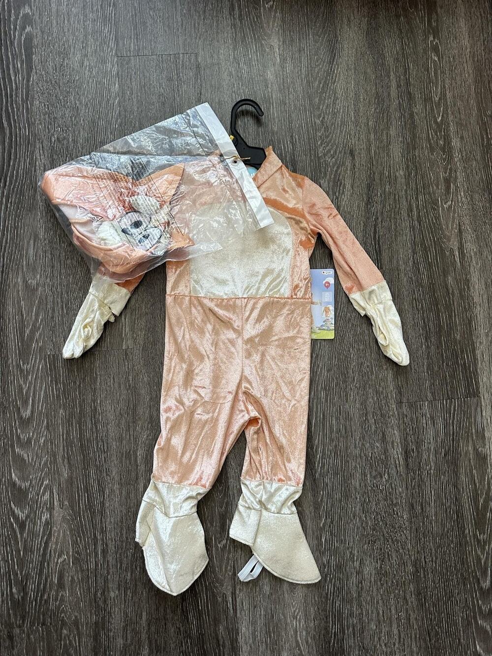 Disguise Bluey Bingo Costume Girls 2T Orange Hooded Jumpsuit Toddler Coverall